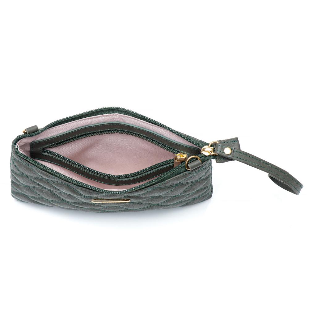 Bolsa Transversal Pequena Couro Verde Militar Patrícia