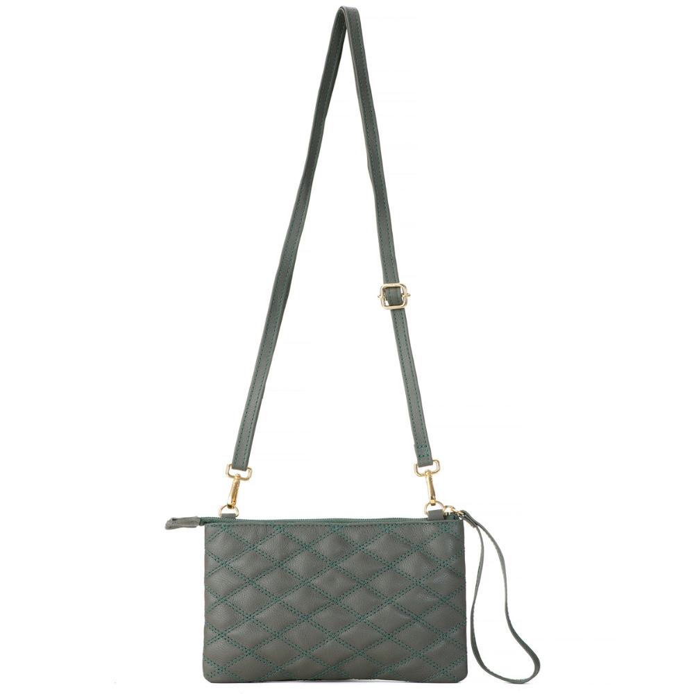 Bolsa Transversal Pequena Couro Verde Militar Patrícia