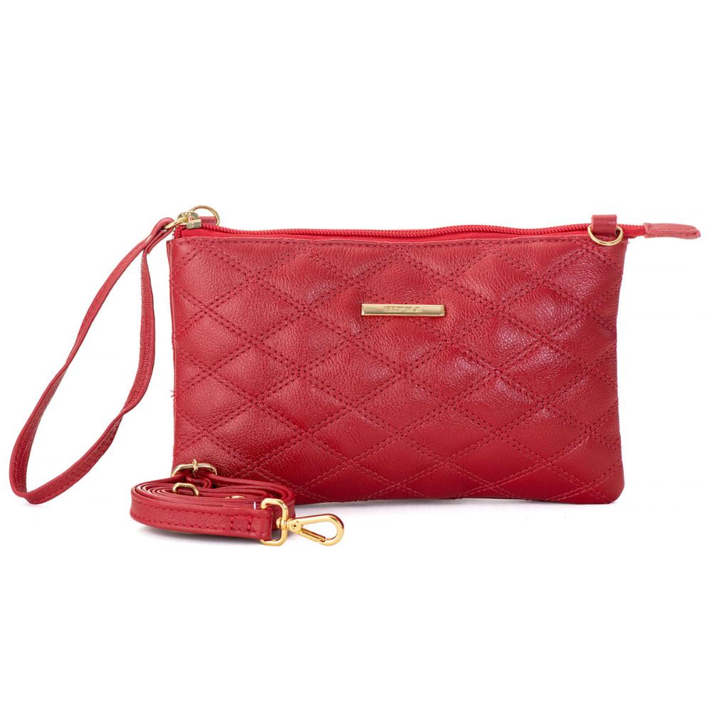 Bolsa Transversal Pequena Couro Vermelho Patrícia