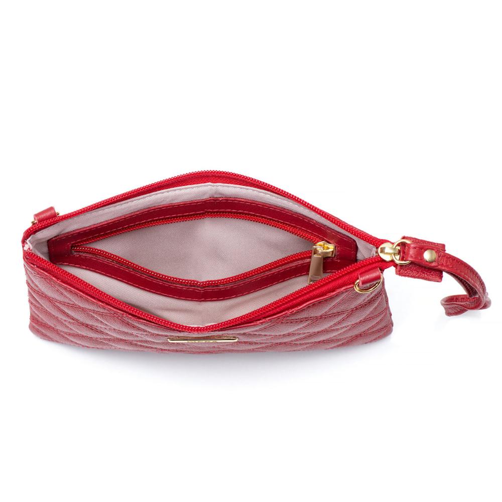 Bolsa Transversal Pequena Couro Vermelho Patrícia