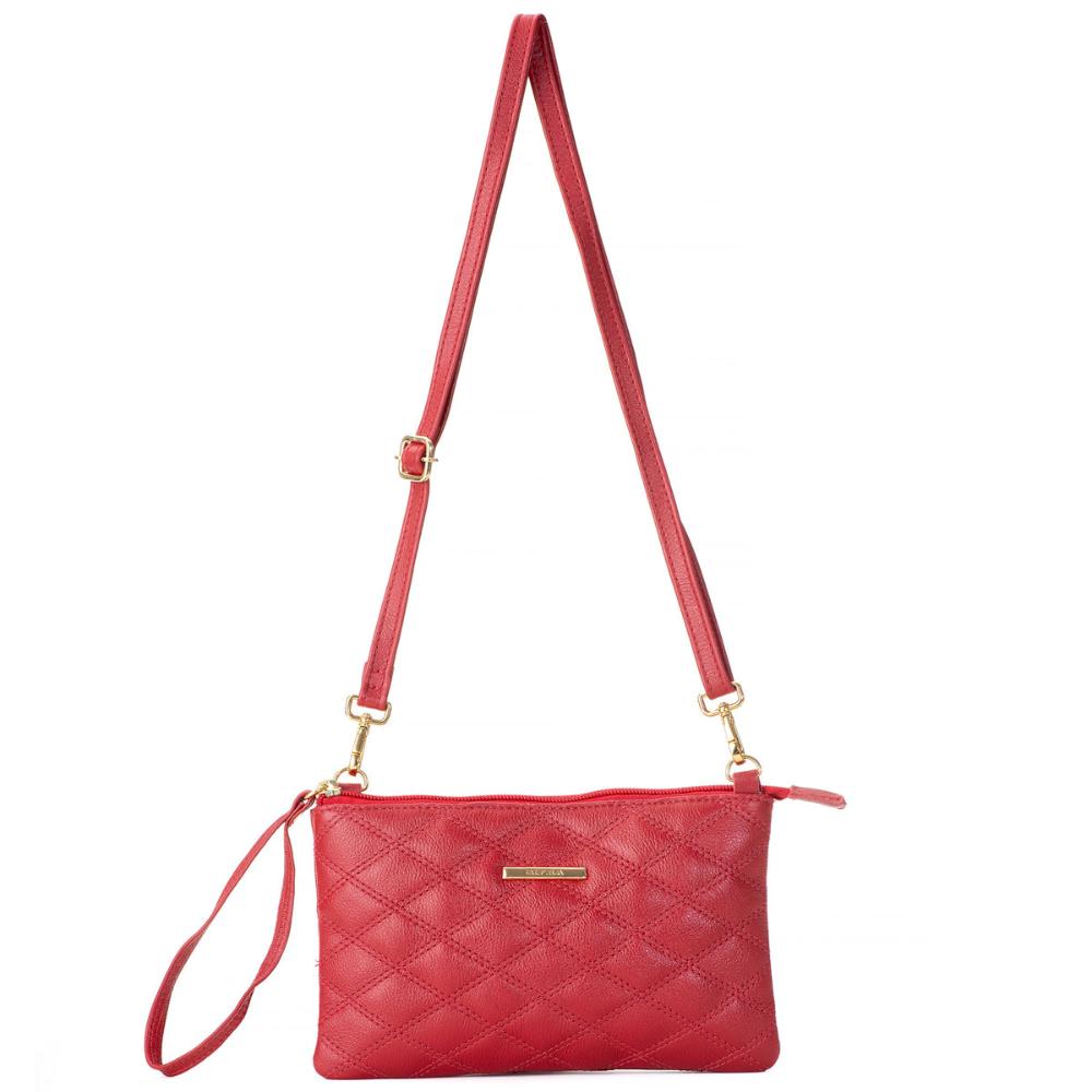 Bolsa Transversal Pequena Couro Vermelho Patrícia
