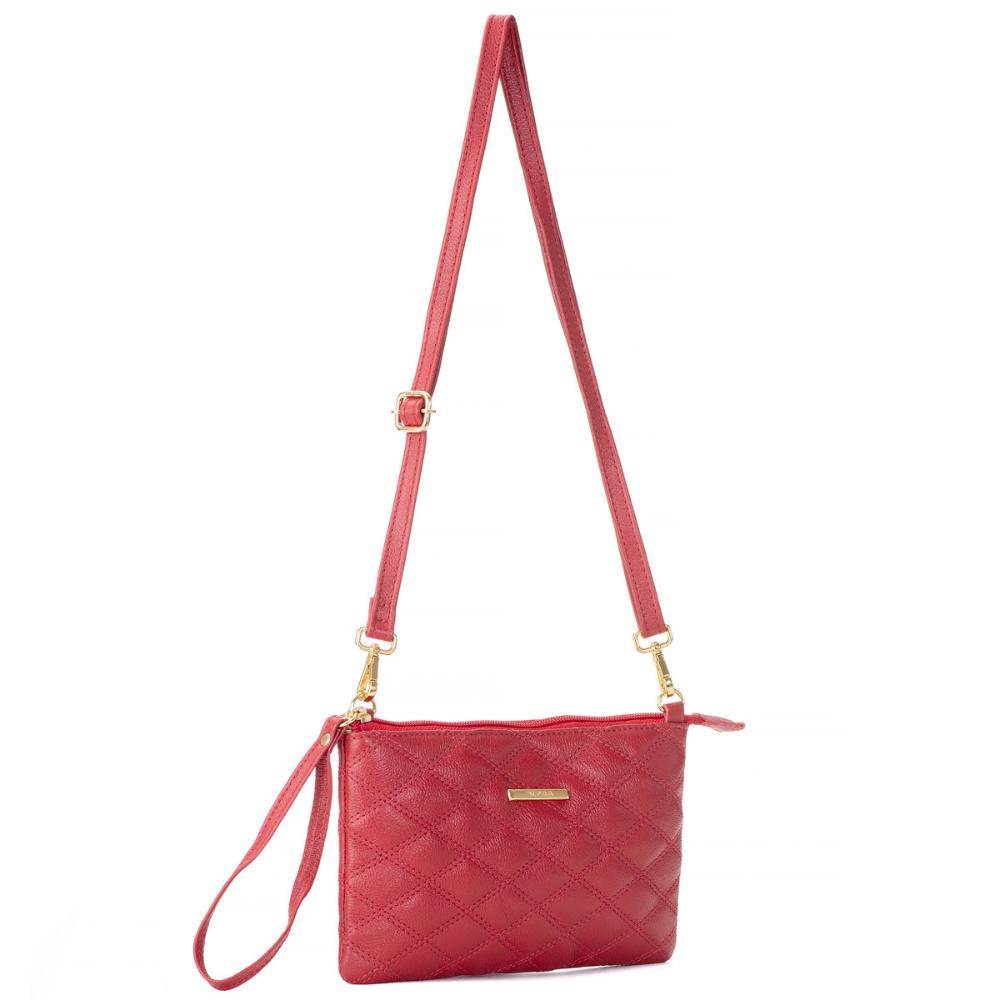 Bolsa Transversal Pequena Couro Vermelho Patrícia