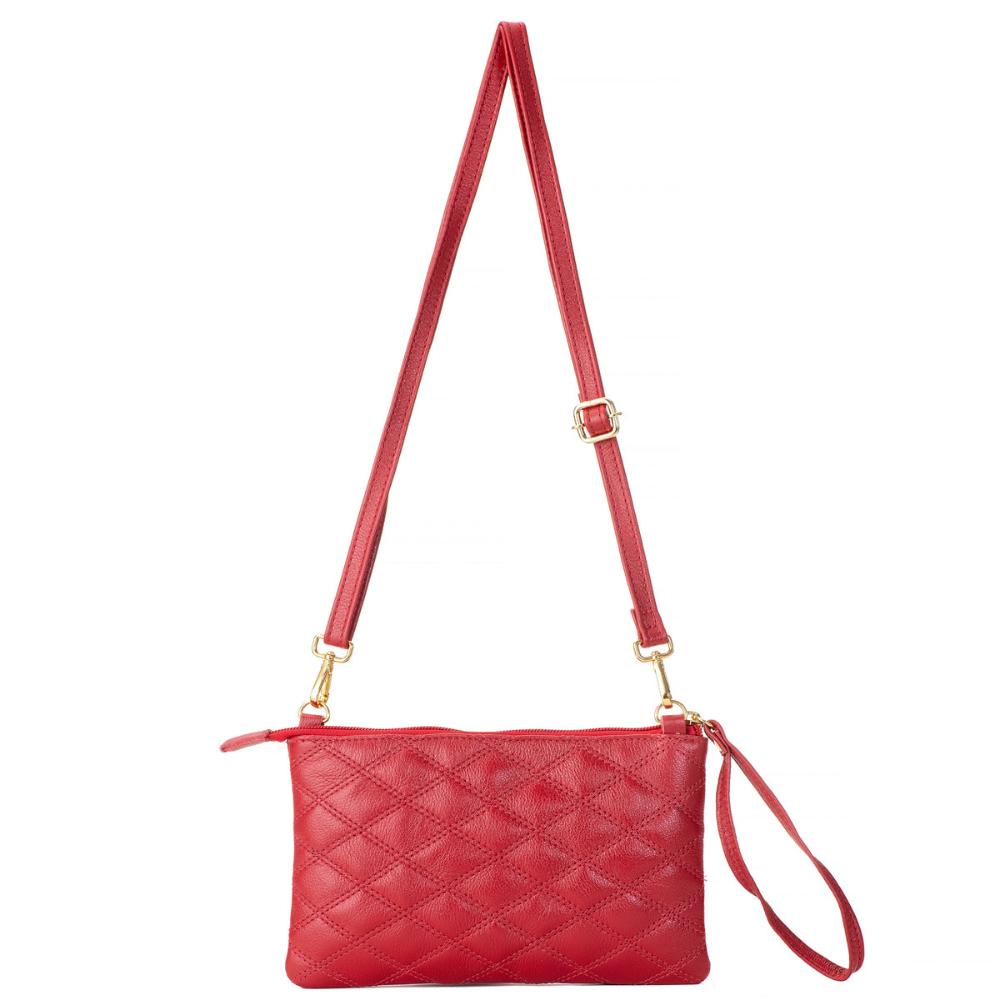 Bolsa Transversal Pequena Couro Vermelho Patrícia