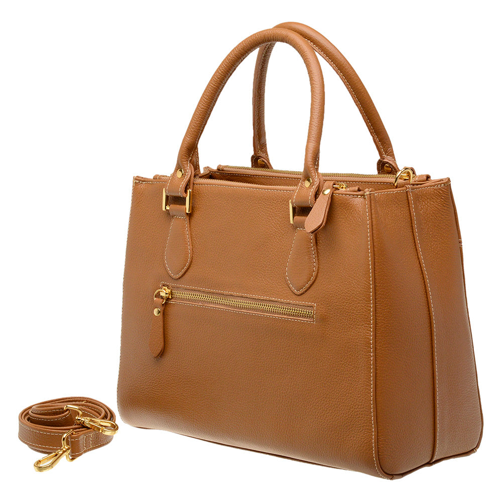 Bolsa Transversal Tote Couro Caramelo Média Marisa