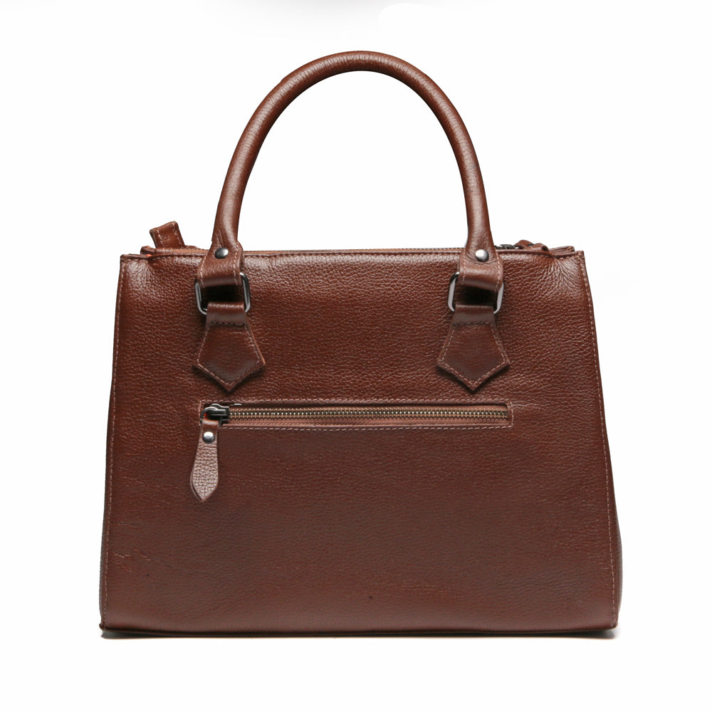 Bolsa Transversal Tote Couro Marrom Média Lara