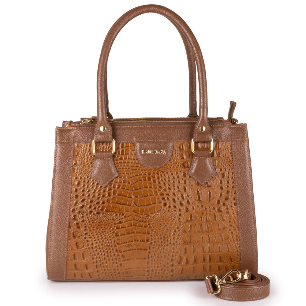 Bolsa Transversal Tote Couro Marrom Média Lara
