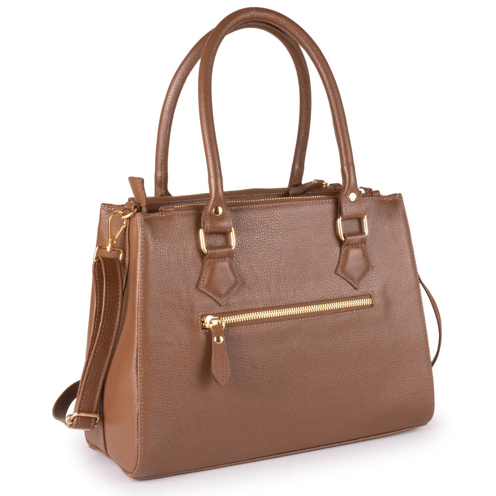 Bolsa Transversal Tote Couro Marrom Média Lara