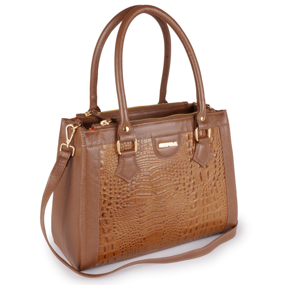 Bolsa Transversal Tote Couro Marrom Média Lara
