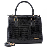Bolsa Transversal Tote Couro Preta Média Marisa