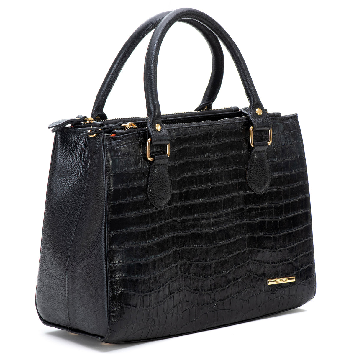 Bolsa Transversal Tote Couro Preta Média Marisa