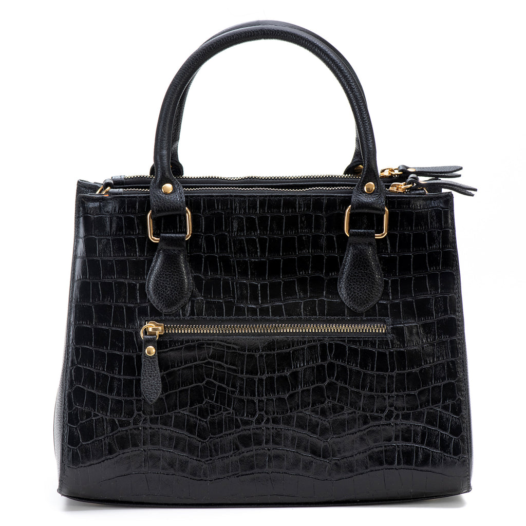Bolsa Transversal Tote Couro Preta Média Marisa