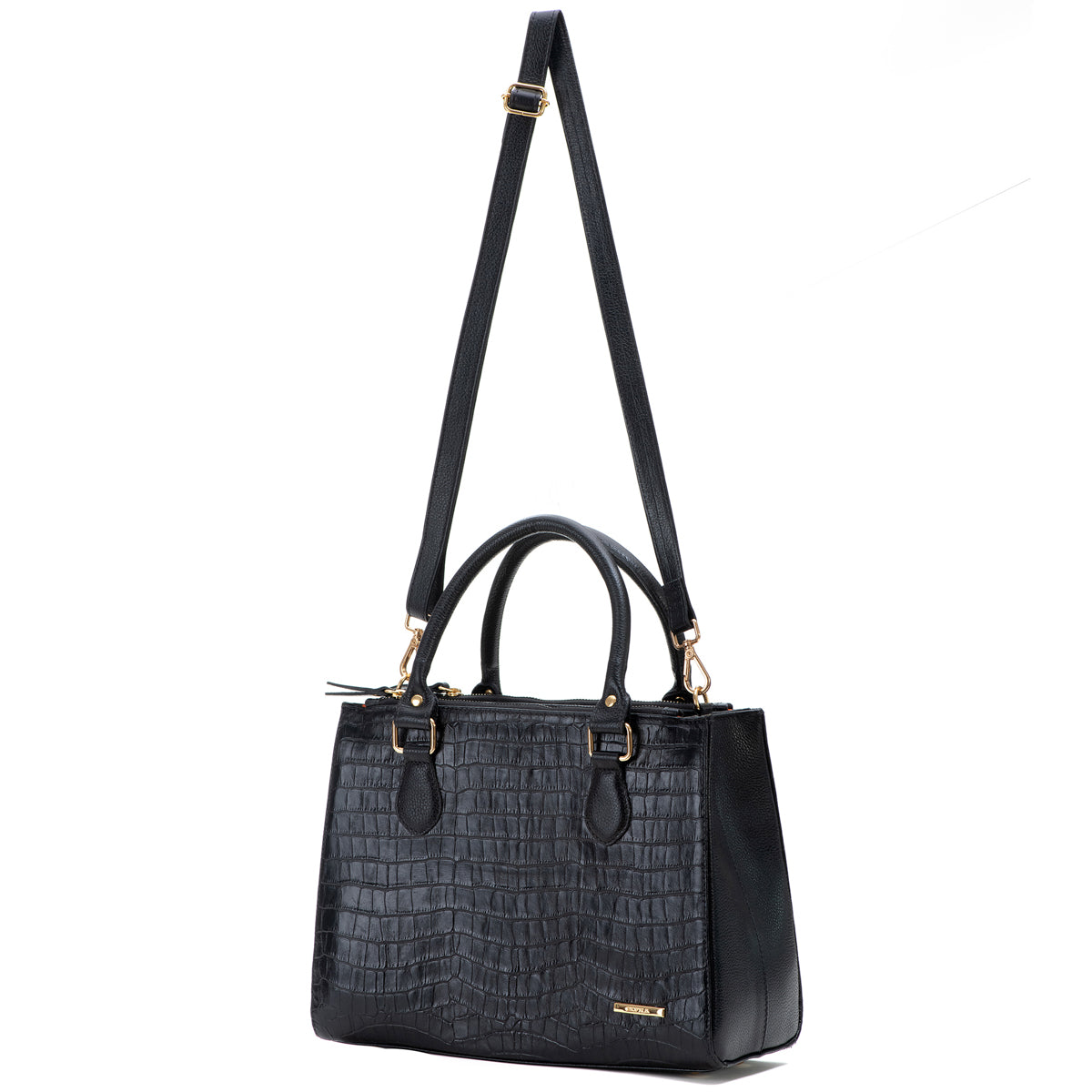 Bolsa Transversal Tote Couro Preta Média Marisa