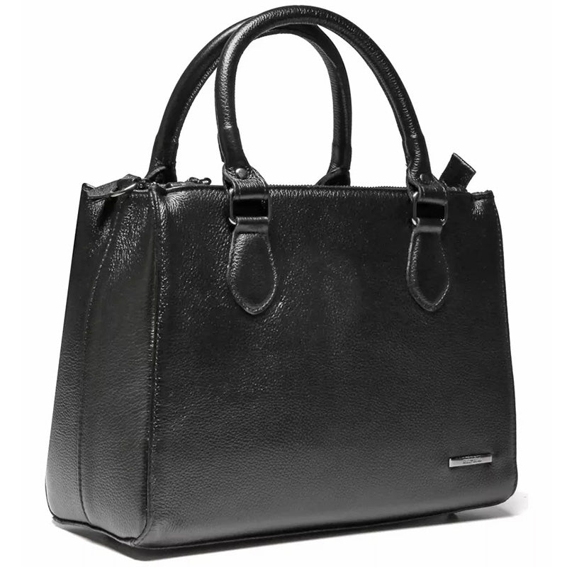 Bolsa Transversal Tote Couro Preta Média Onix Marisa