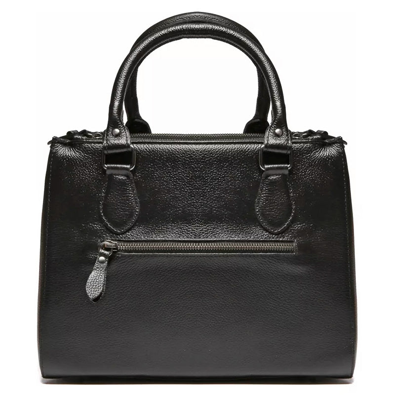 Bolsa Transversal Tote Couro Preta Média Onix Marisa