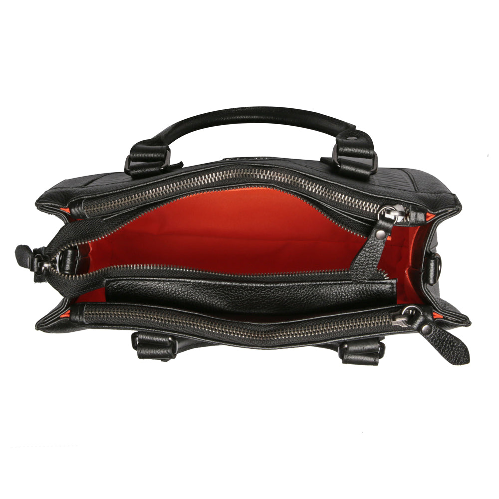 Bolsa Transversal Tote Couro Preto Média Lara