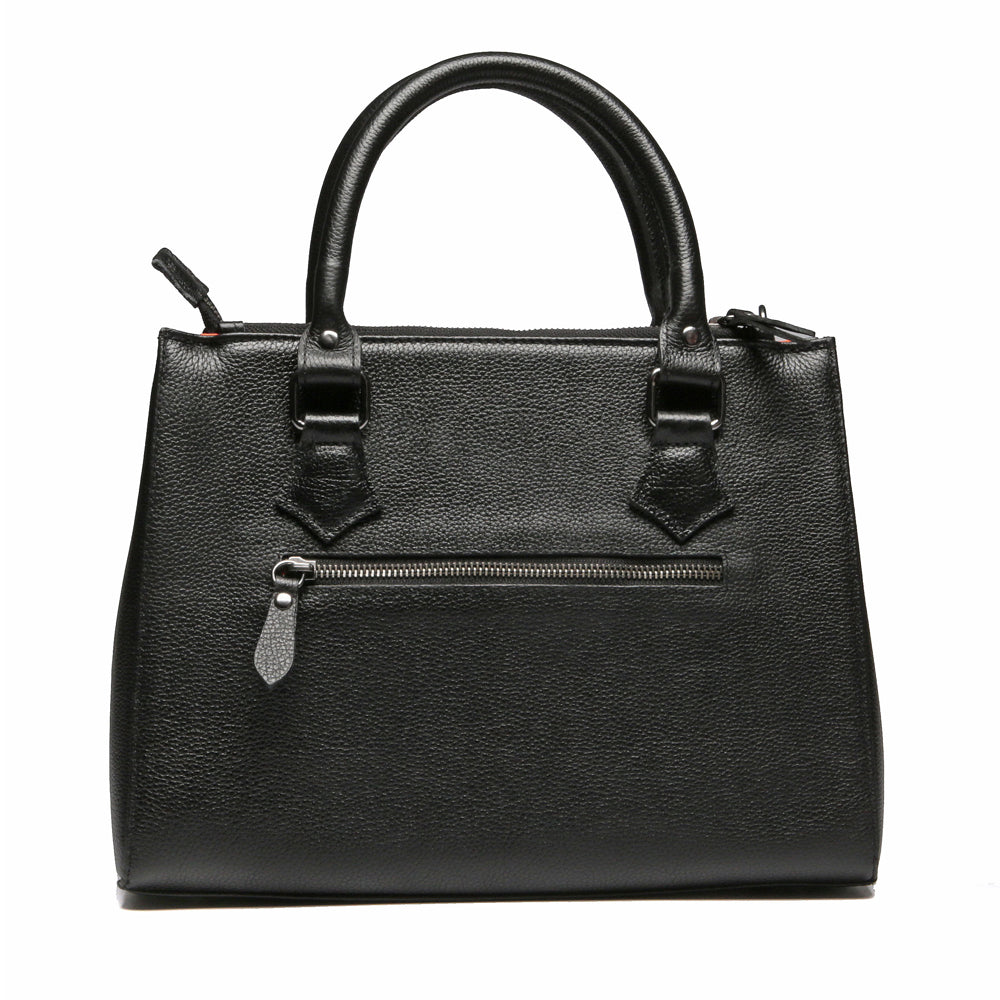 Bolsa Transversal Tote Couro Preto Média Lara