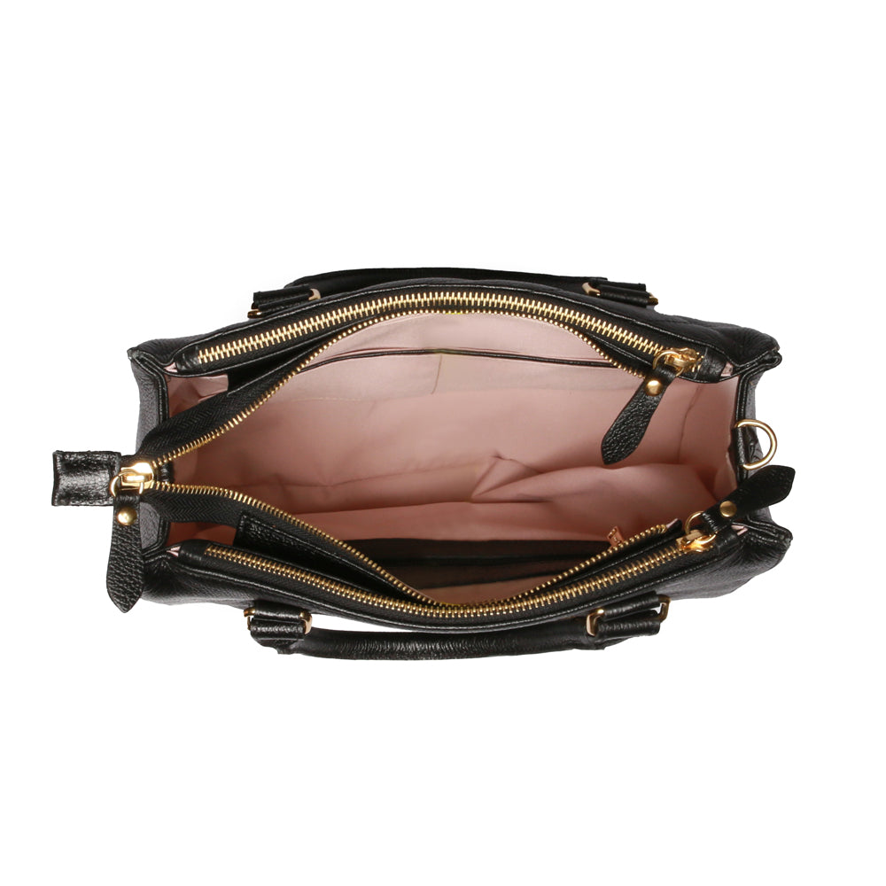 Bolsa Transversal Tote Matelasse Couro Preta Média Marisa