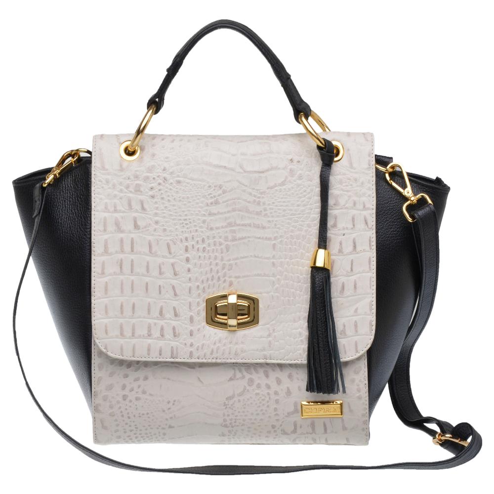 Bolsa de Mão Estruturada Couro Off White Cloe