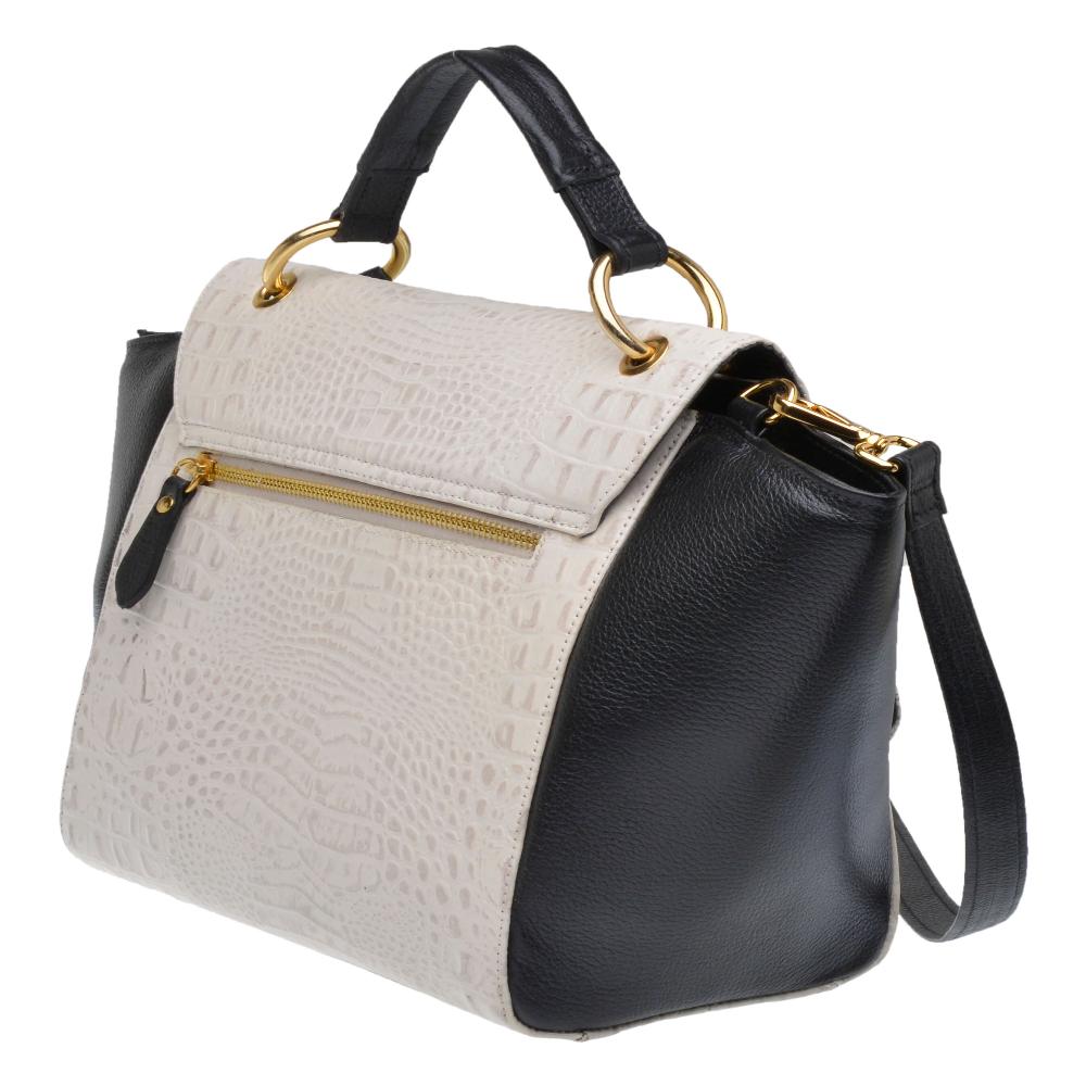 Bolsa de Mão Estruturada Couro Off White Cloe