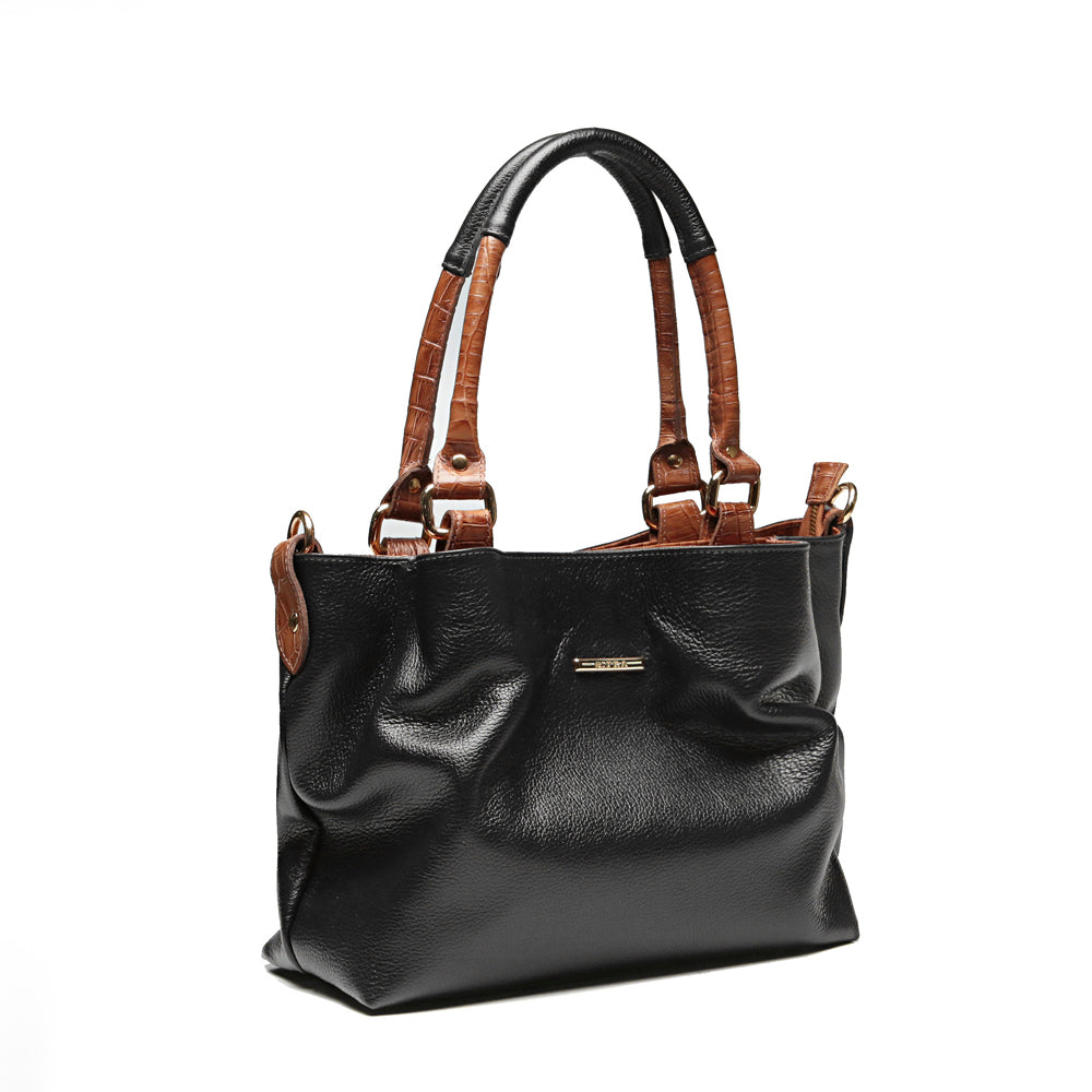 Bolsa de Ombro Couro Preto Catarine