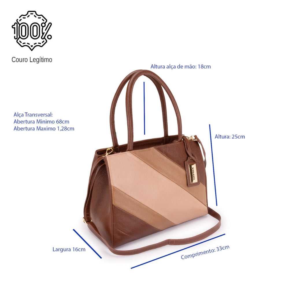 Bolsa de Ombro Estruturada Couro Amêndoa Celina