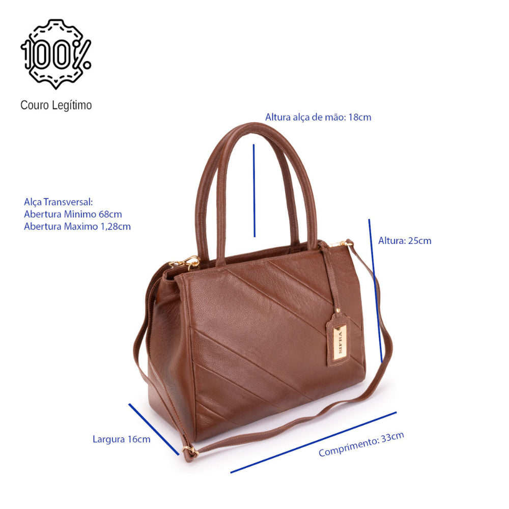 Bolsa de Ombro Estruturada Couro Marrom Celina