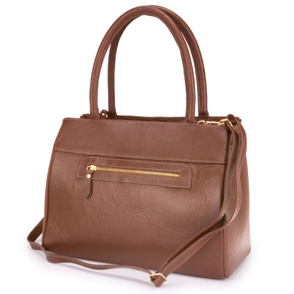 Bolsa de Ombro Estruturada Couro Marrom Celina