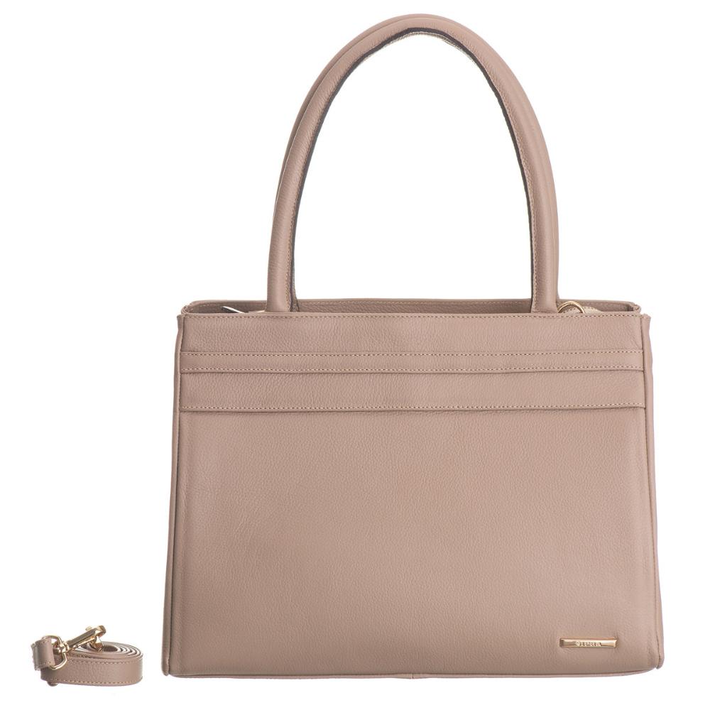 Bolsa de Ombro Estruturada Couro Nude Celina
