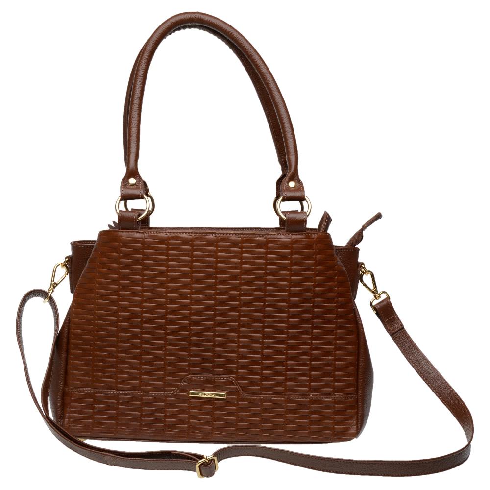 Bolsa de Ombro Média Couro Off Marrom Amélia