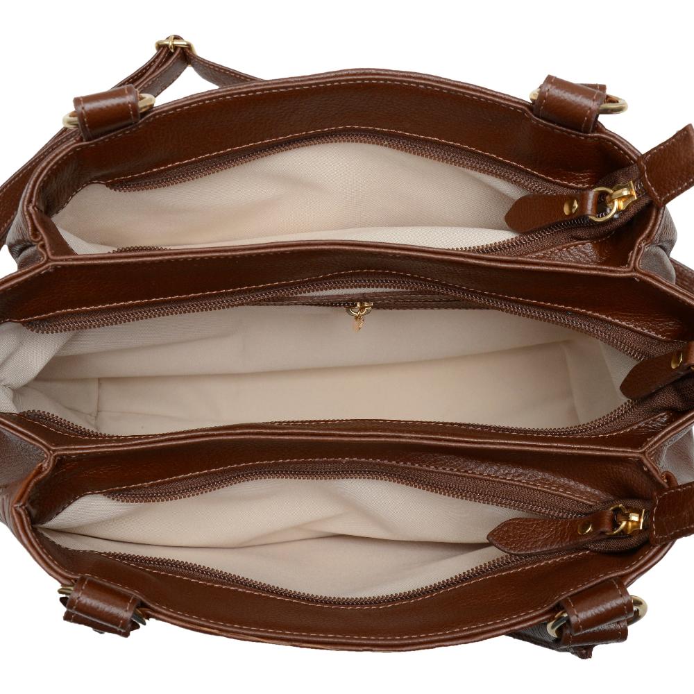 Bolsa de Ombro Média Couro Off Marrom Amélia