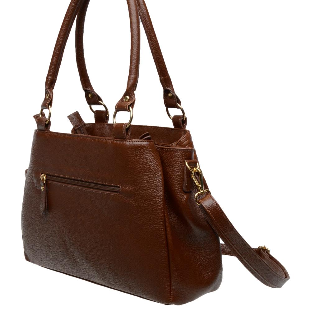 Bolsa de Ombro Média Couro Off Marrom Amélia
