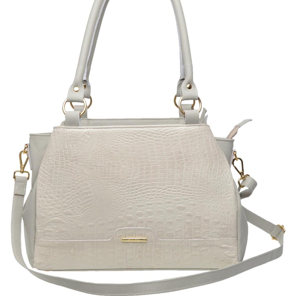 Bolsa de Ombro Média Couro Off White Amélia