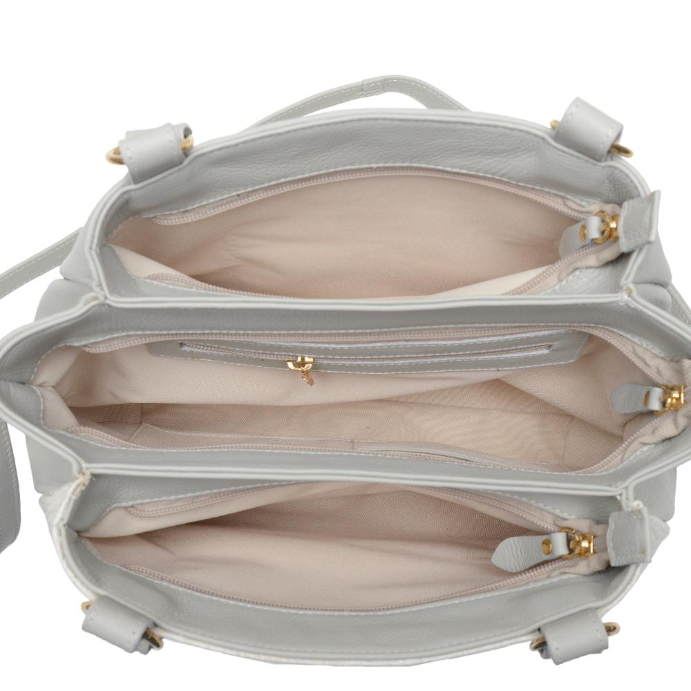 Bolsa de Ombro Média Couro Off White Amélia