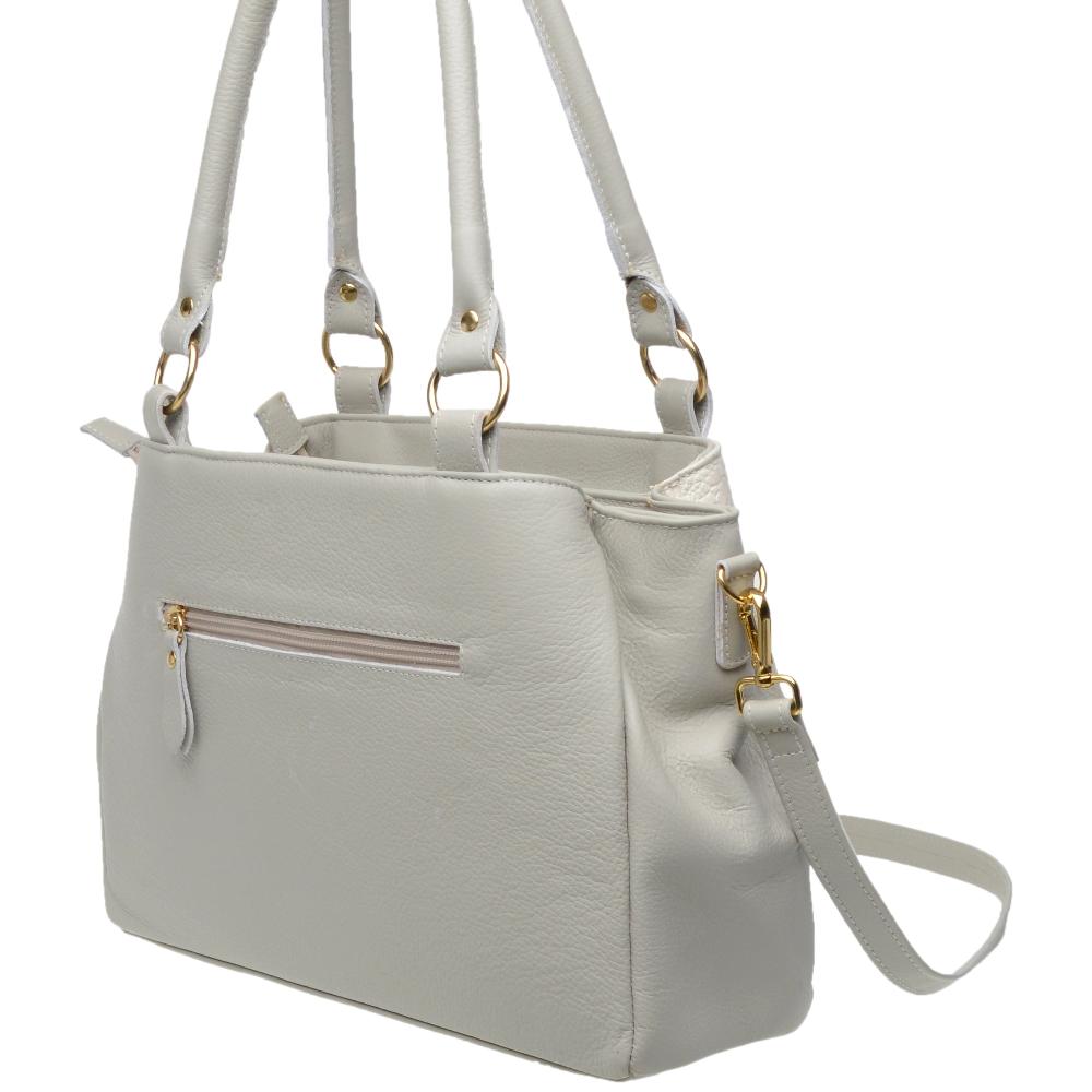 Bolsa de Ombro Média Couro Off White Amélia
