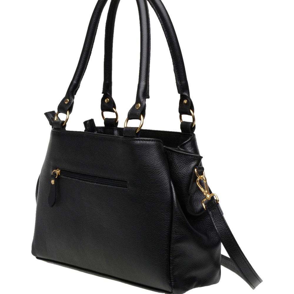 Bolsa de Ombro Média Couro Preta Amélia