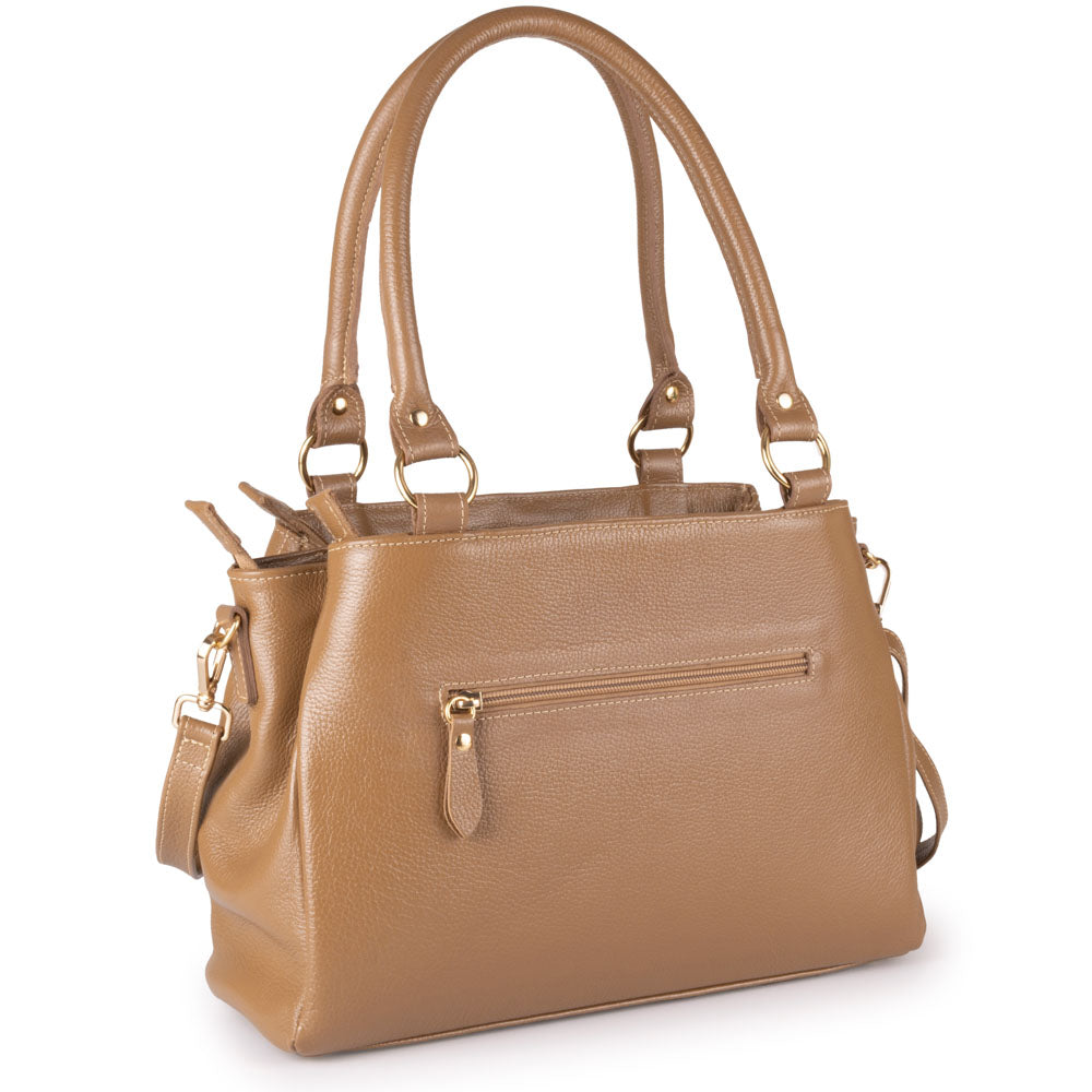 Bolsa de Ombro Média Matelasse Couro Caramelo Amélia