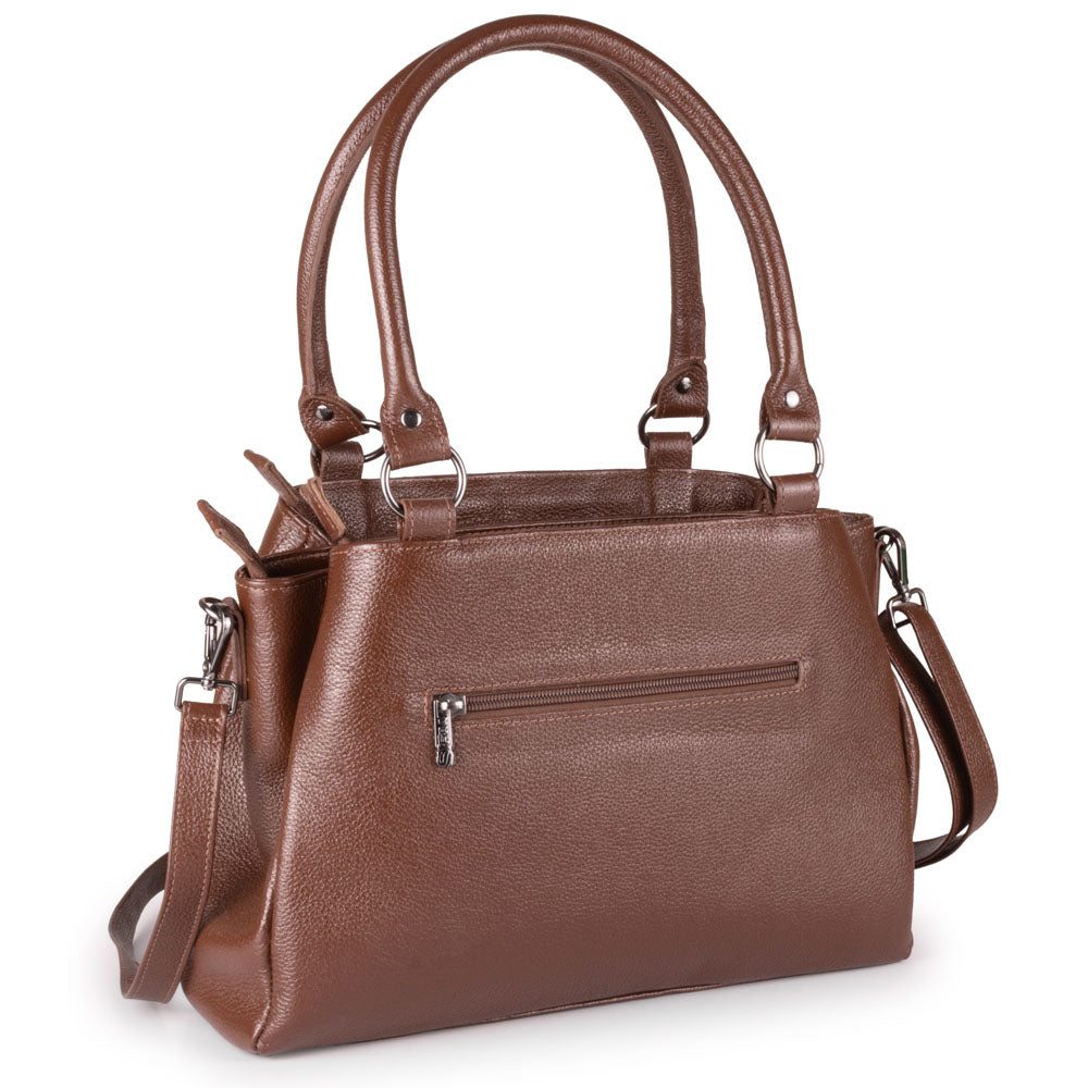 Bolsa de Ombro Média Matelasse Couro Marrom Amélia