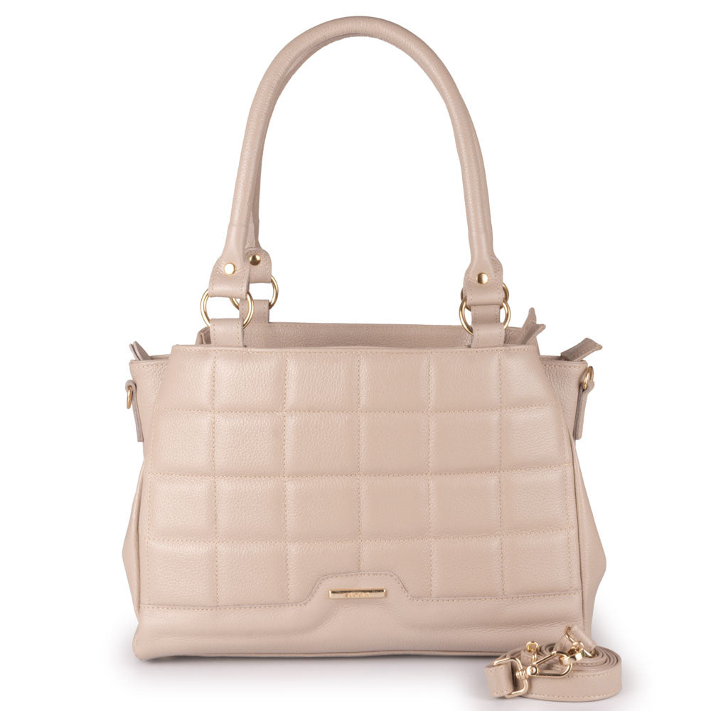Bolsa de Ombro Média Matelasse Couro Off White Amélia