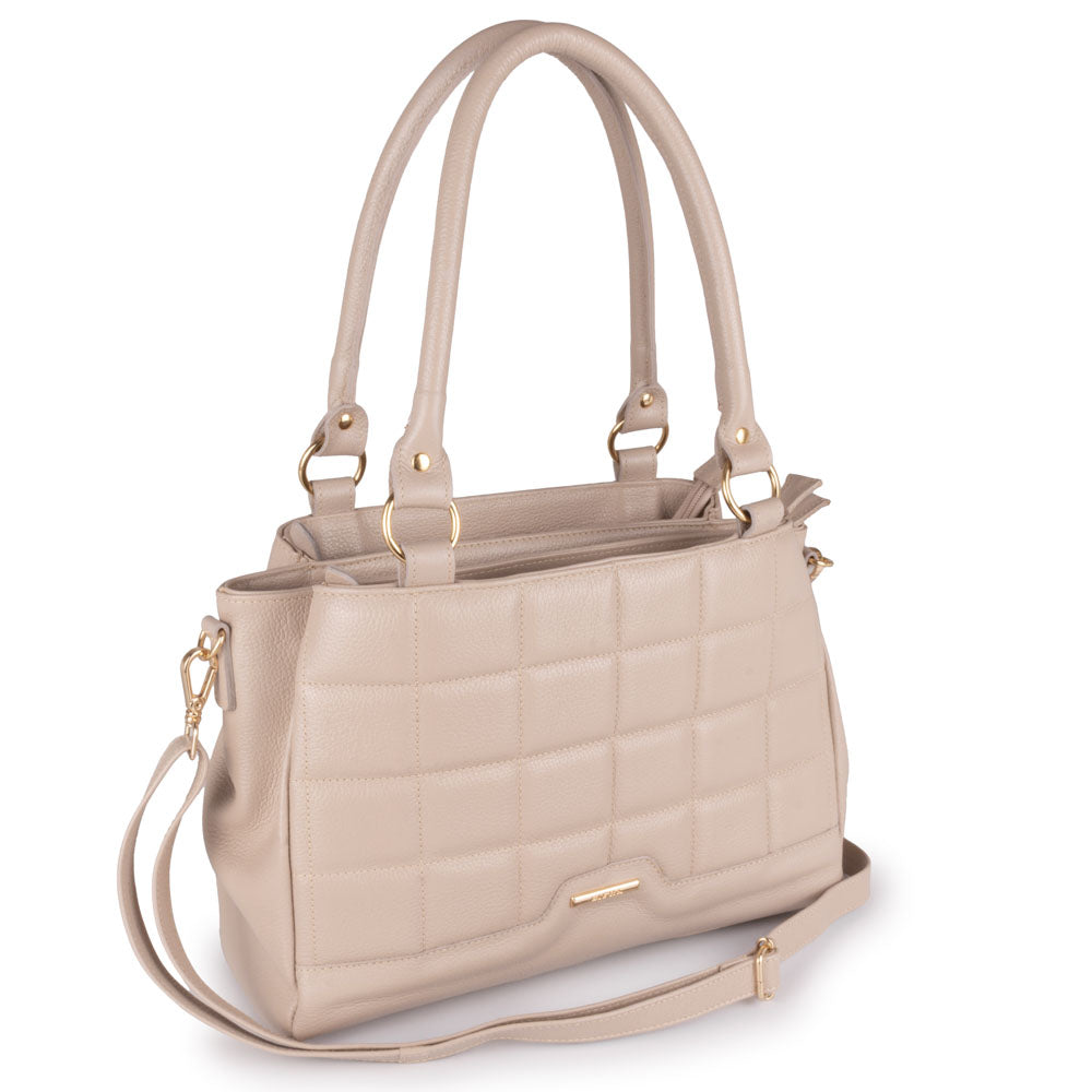 Bolsa de Ombro Média Matelasse Couro Off White Amélia