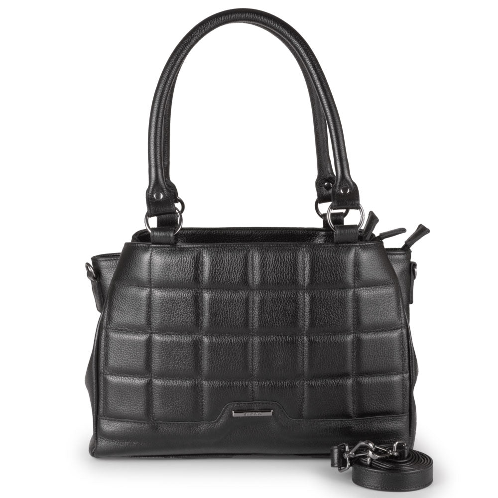 Bolsa de Ombro Média Matelasse Couro Preto Amélia