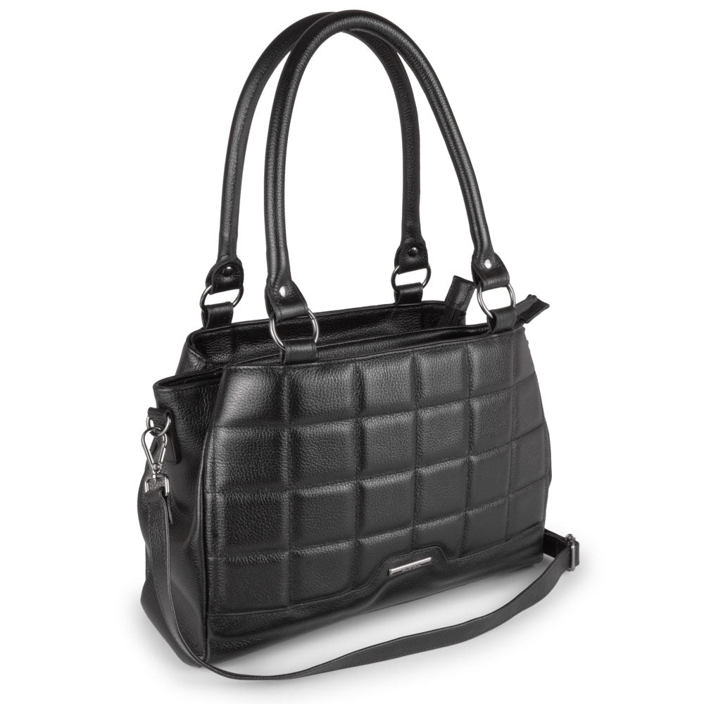 Bolsa de Ombro Média Matelasse Couro Preto Amélia