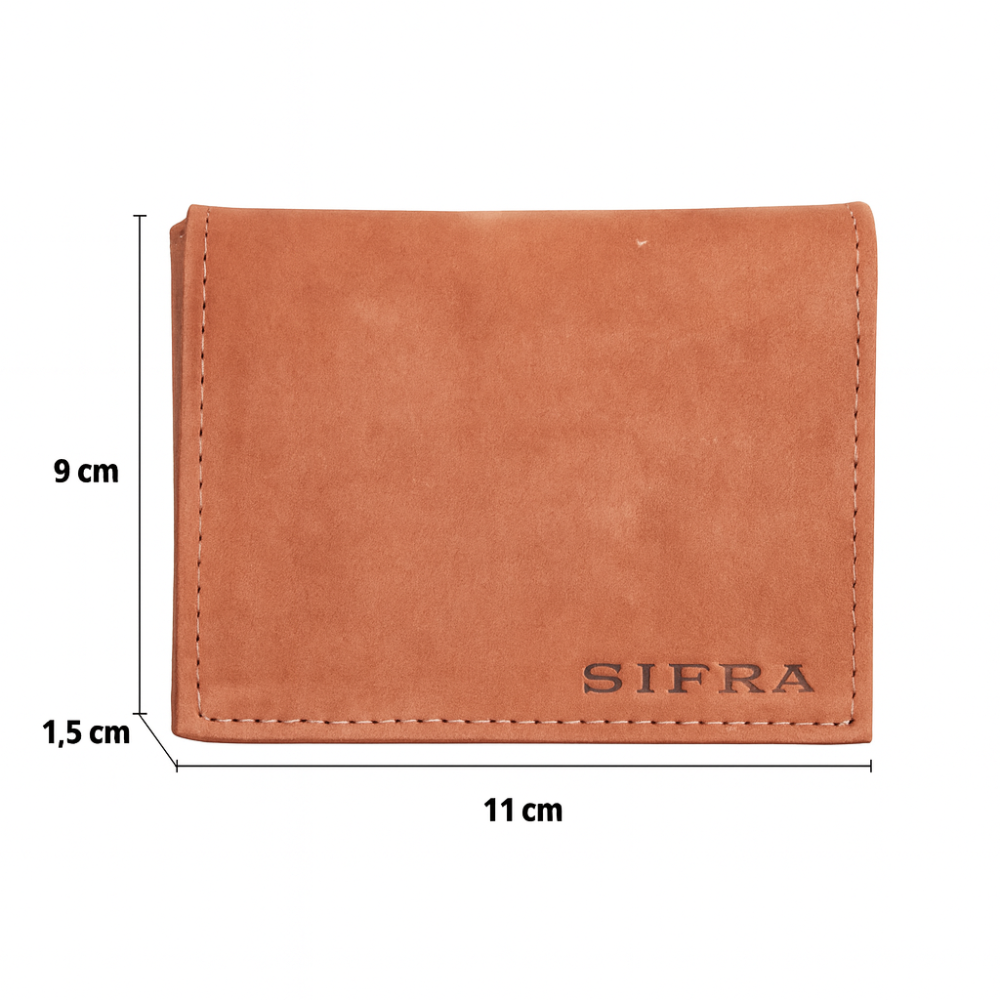 Carteira Compacta Porta Cnh Couro Nobuck Castor