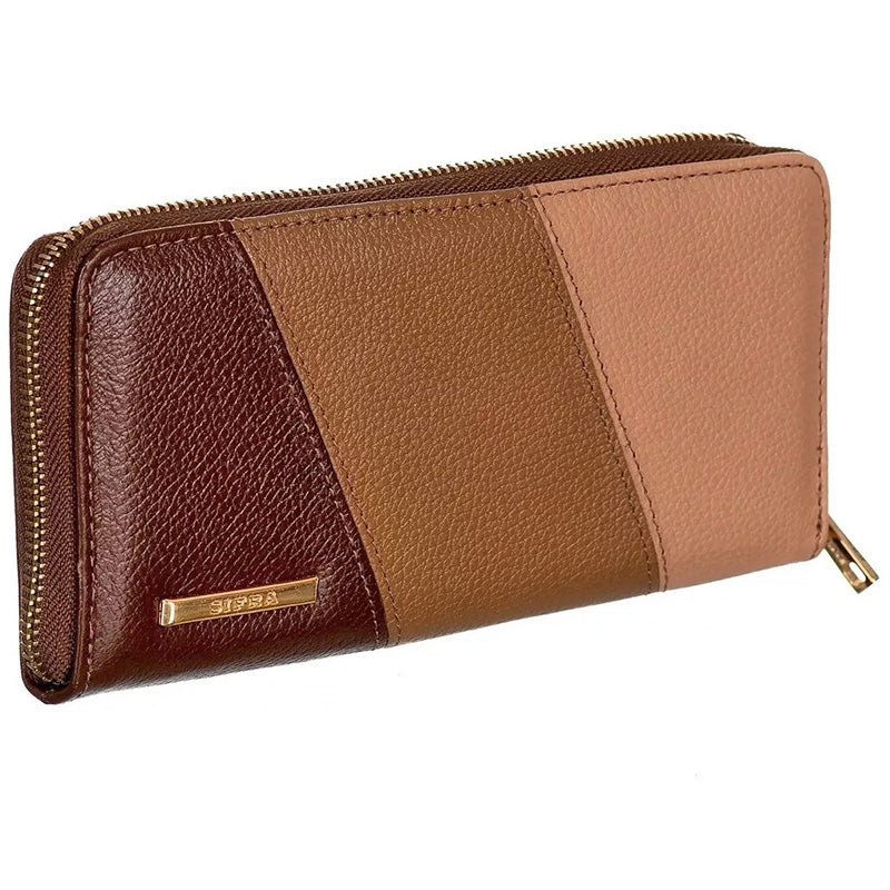 Carteira Feminina Couro Média Zíper Amêndoa Virginia