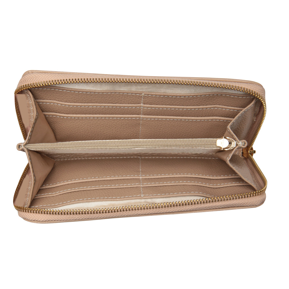 Carteira Feminina Couro Média Zíper Nude Anita