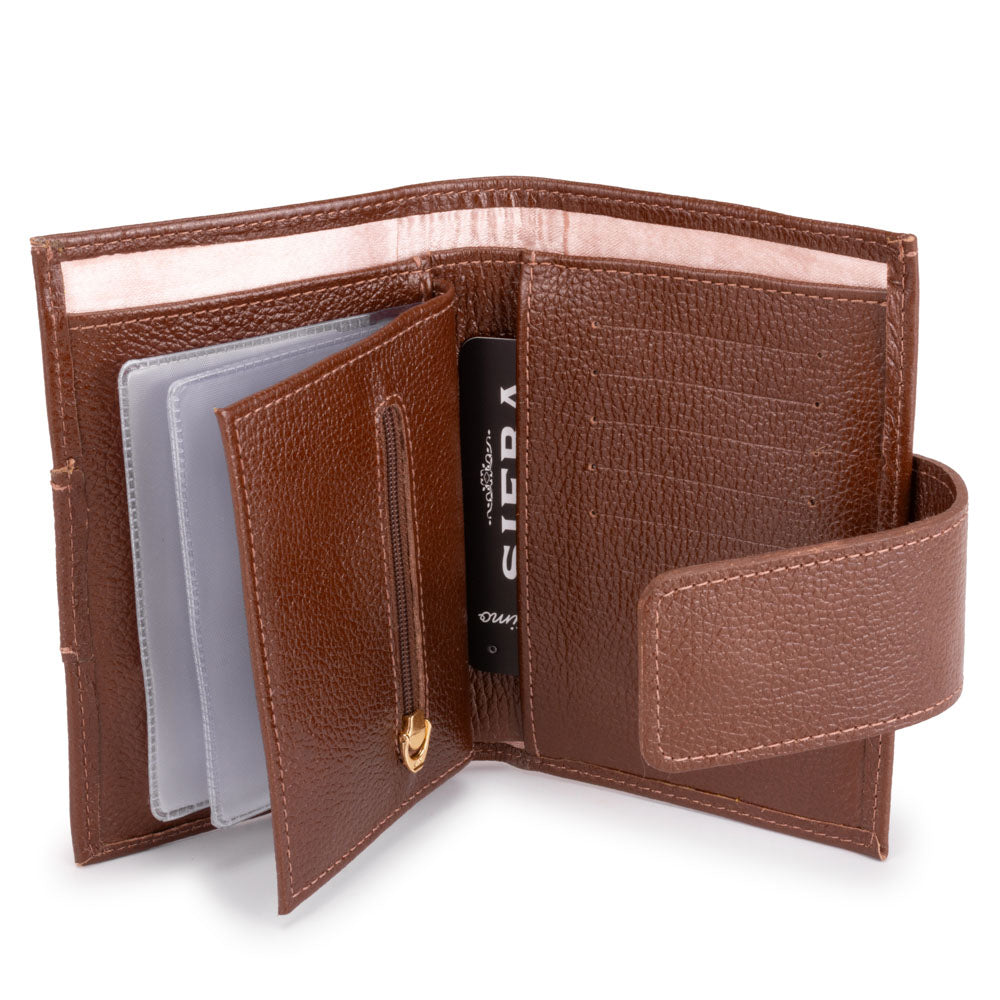 Carteira Feminina Pequena Couro Marrom Chocolate Liz