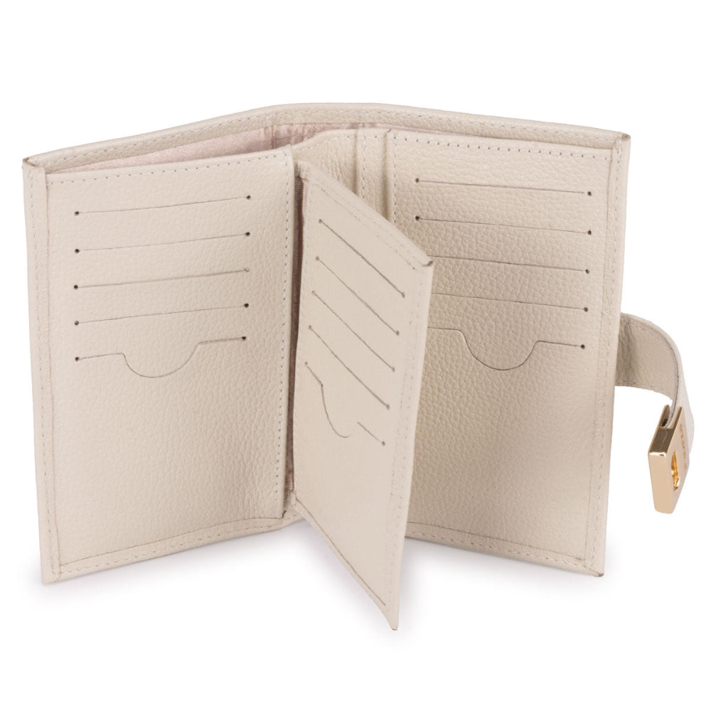 Carteira Feminina Pequena Couro Off White Carol