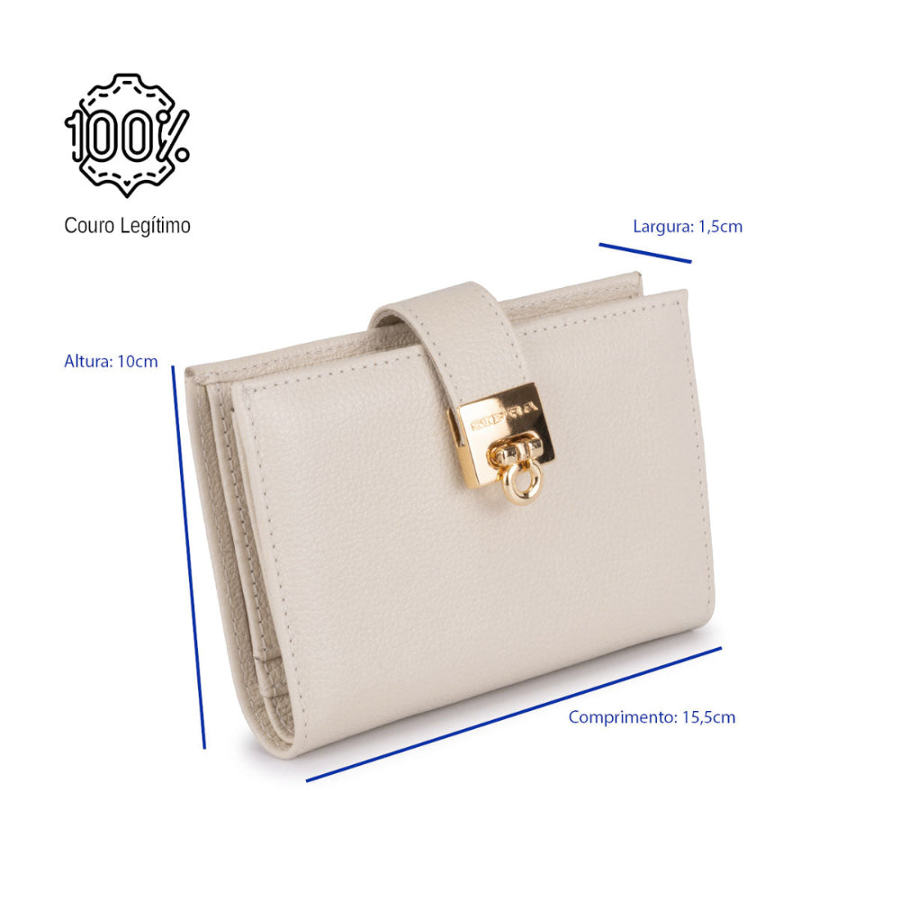 Carteira Feminina Pequena Couro Off White Carol