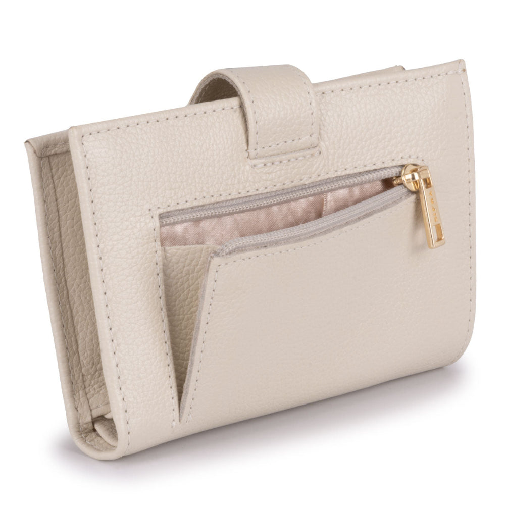Carteira Feminina Pequena Couro Off White Carol
