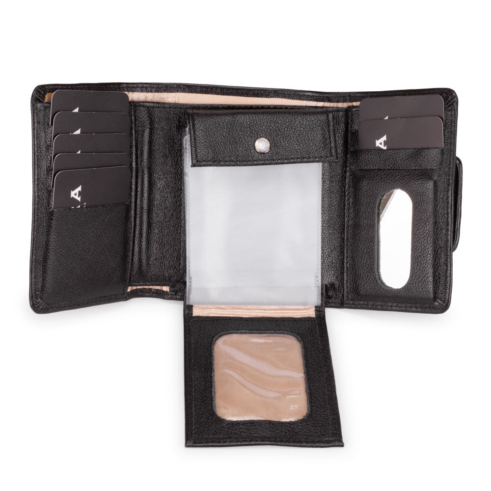 Carteira Feminina Pequena Couro Preto Elizabeth