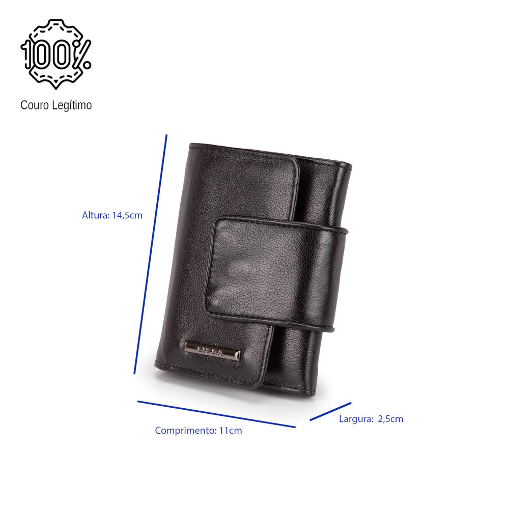 Carteira Feminina Pequena Couro Preto Elizabeth